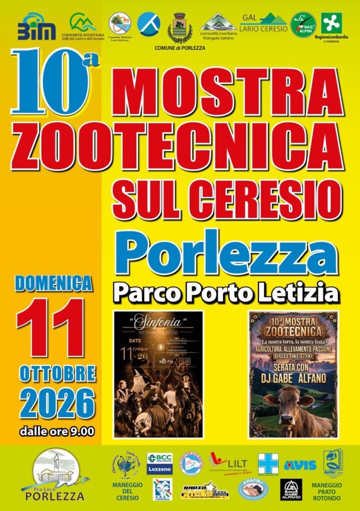 10^ MOSTRA ZOOTECNICA SUL CERESIO a PORLEZZA – Porto Letizia – Domenica 11 OTTOBRE 2026